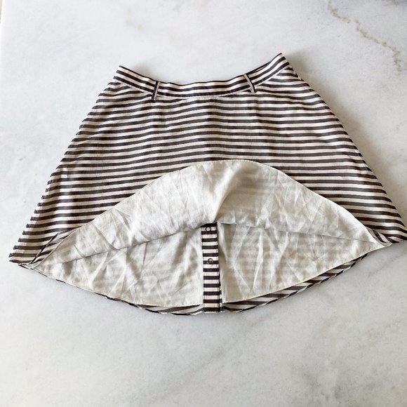 Club Monaco Denise skirt, 100% silk, cream / grey striped A line circle skirt - Picture 3 of 9